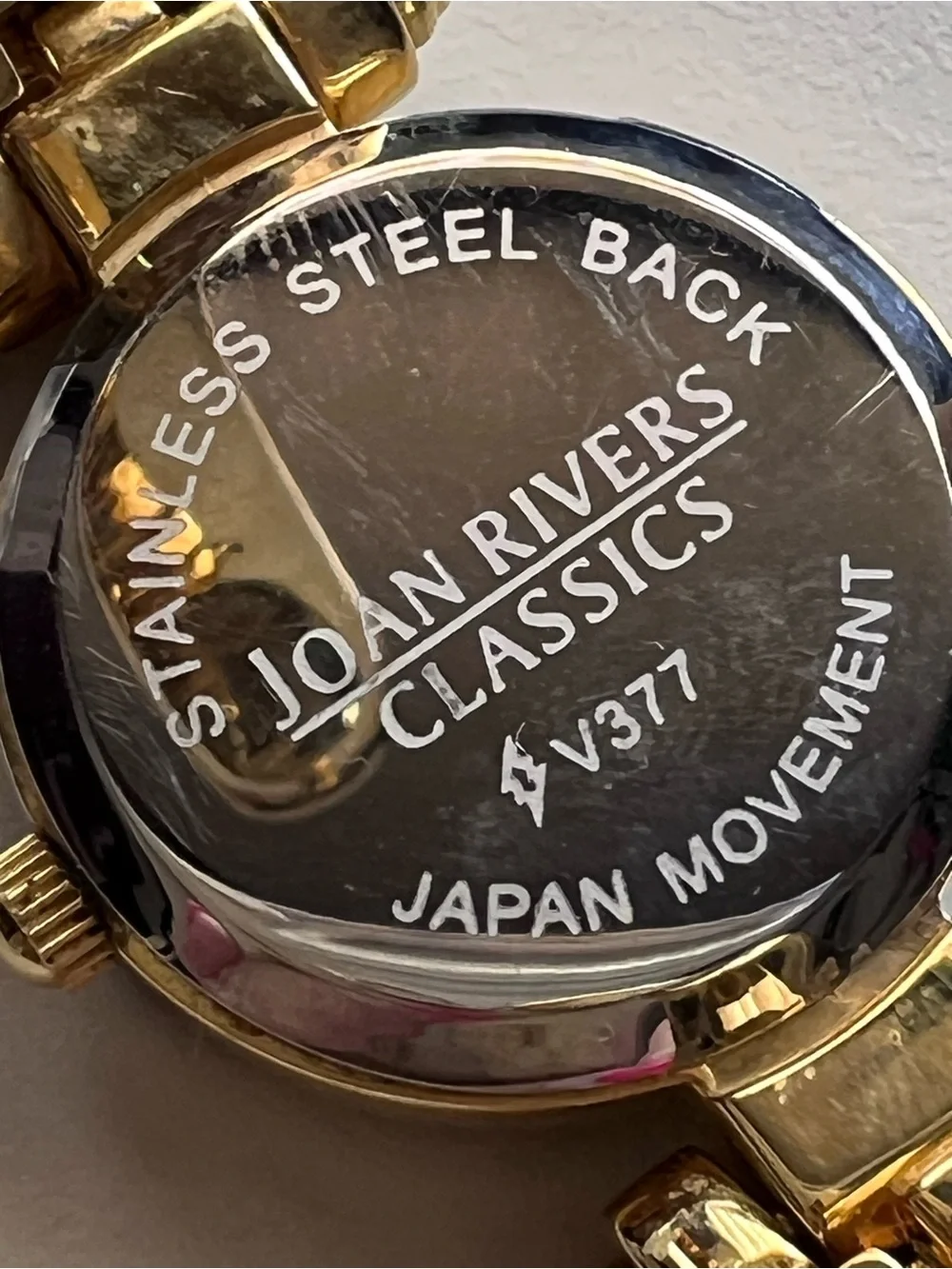 Vintage Joan Rivers Classics Gold Tone Rhinestone Encrusted Bezel Hinged Watch